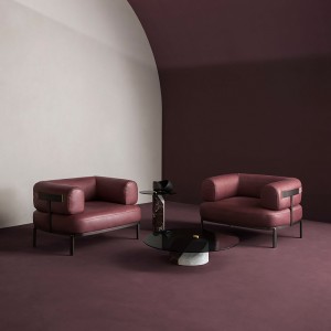 イタリアのデザインの強化されたガラスのコーヒーテーブルのモダンな大理石の台紙の丸い側のテーブルのためのリビングルームの家具