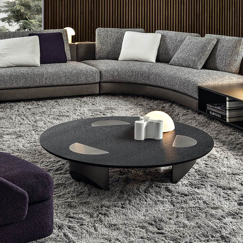 イタリアのデザインのステンレス鋼の足大きい豪華な黒いガラス丸いコーヒーテーブルのためのモダンなリビングルームの家具