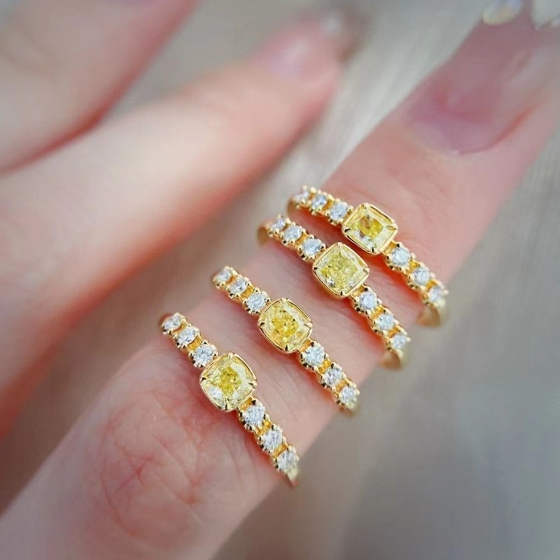 ファッションジュエリーメーカー18K/14K/10K/9Kゴールドシングルイエローダイヤモンドストーン女性ゴールドリングデザイン