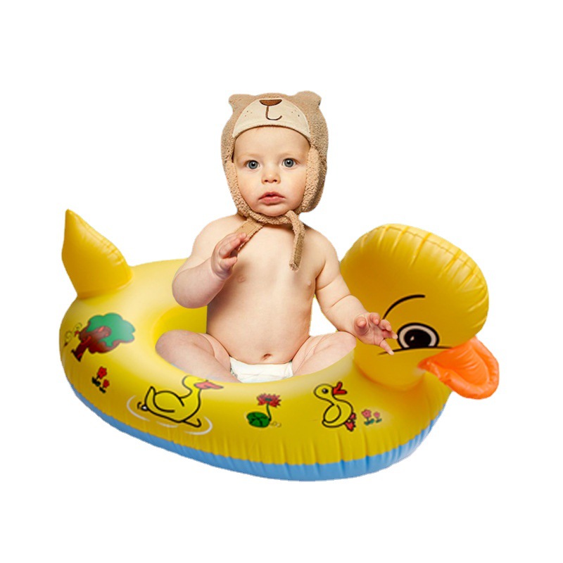 子供のカートン水泳リングのおもちゃ、PVC黄色のアヒルインフレータブルウォーターライド子供