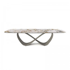 イタリアのハイエンドカスタマイズされたステンレス鋼モダンロングラグジュアリー長方形の黒い焼結石ダイニングテーブル12シーター