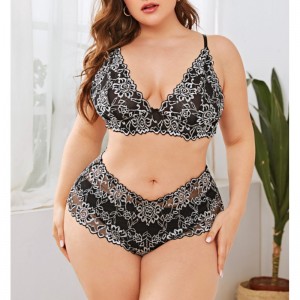 ツートンメッシュレース下着セット