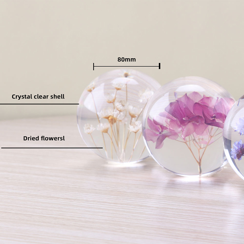 カスタム3D 7cm 8cm 9cm樹脂オーブ天然花植物クリスマスプレゼントのための本物のタンポポペーパー級クリスタルグラスの家の装飾