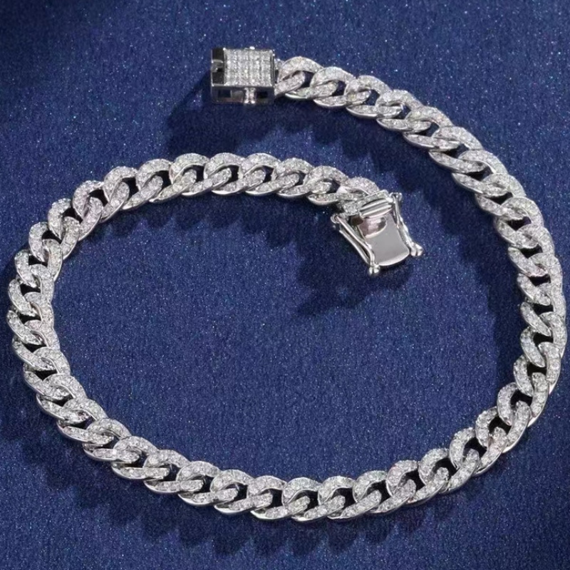 Tuochen Jewelry 18k/14k/10kゴールドキューバブレスレット付きダイヤモンド/moissanite石
