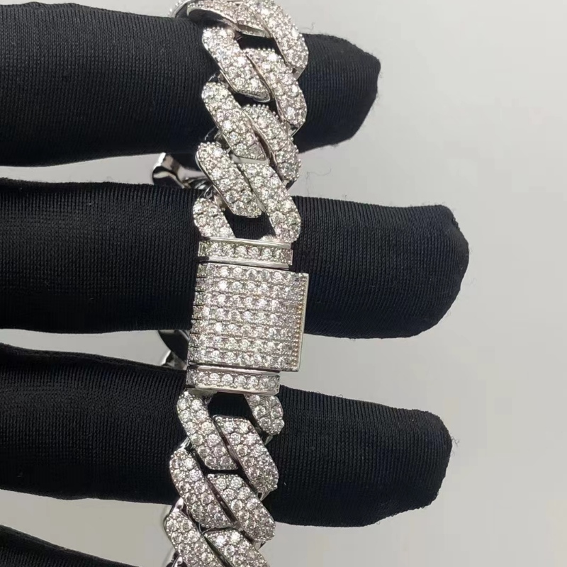Tuochen Jewelry Sterling Silver925 Moissanite Stone Bracelet for Man