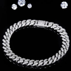 TuochenジュエリーS925を男性用のMoissanite Stone Cubanブレスレットと一緒に出荷する準備ができています
