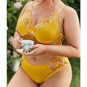 快適な女性下着セクシーなコントラストレーストリムランジェリーセット