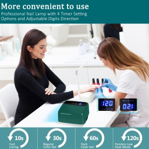 M&r 602ProグリーンコードレスLEDネイルランプ、ワイヤレスネイルドライヤー、72W充電式LEDネイルライト、4つのタイマー設定センサーとLCDディスプレイを備えたポータブルジェルUV LEDネイルランプ、ジェルポリッシュ用のプロフェッショナルLEDネイルラン...