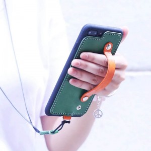 iPhone 8携帯電話用保護レザーケースに適しています。トップカーフスキンでできています。革のケースは、手ストラップで設計されます。つの柔らかいゴム・ケースの輸入されたTPU + PC