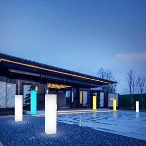 屋外の防水ガーデンライトフェスティバルパーティーイベントウェディングリード装飾的なフロアランプレインボーカラースクエアコラムライト