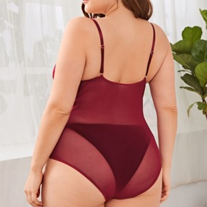 フローラルレースのホタテトリムハーネスナイトドレスのためのテディボディスーツ