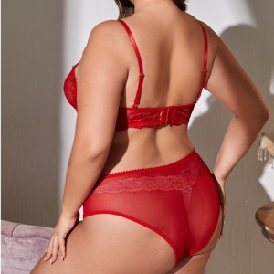 セクシーなハーネスフローラルレースランジェリーセットセクシーなナイトウェア
