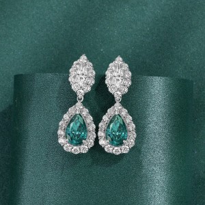 合成Paraiba Ice Cut High Carbon Diamond Studイヤリング