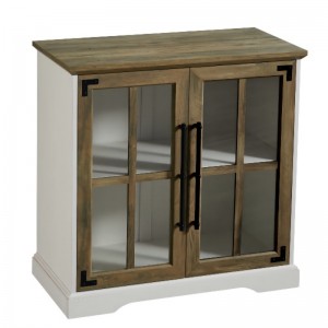 キッチンダイニングリビングルームサイドボードビュッフェストレージキャビネット、32インチ、2ドアダブルシェルフ、現代スタイル