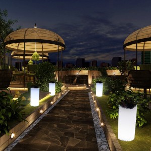 屋外の庭のLED照明付きの植木鉢、RGBカラーの変化プラスチックLED結婚式、イベントパーティー、ホテル、ショッピングモールのオープニングセレモニーの装飾（防水IP68）