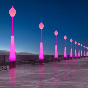 屋外の庭は、ポール付きの街灯を導き、60W RGBカラー庭園、パティオ、公園、学校、芝生、村、街路照明、装飾用の美しい防水街灯を変える