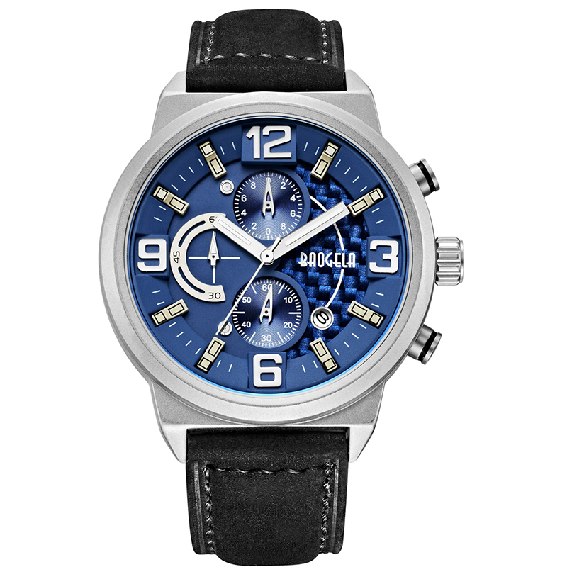 Baogela Men \\ 'S Black Sports Quartz Watch Liedure Fashion Analog Timing Watch Display Men \\' S Watch1709 Black Blue