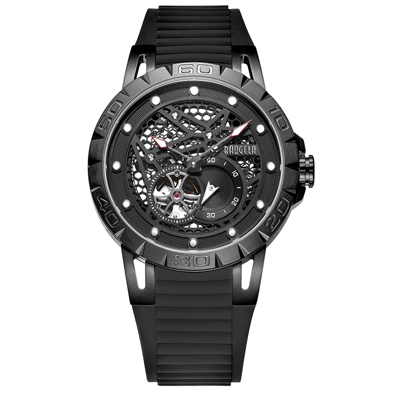Baogela New Top Brand Luxury Men \\'s Watches Skeleton Men For Waterproof Wlistwatch 6772 Black