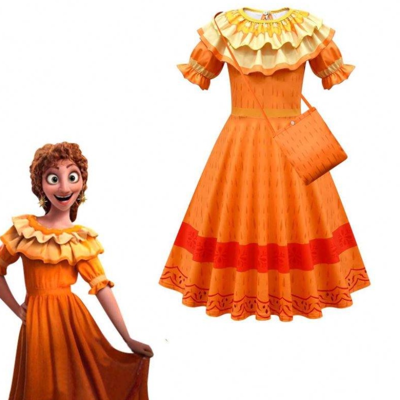 Baige Girls Encanto Dresses Cosplay Mirabel Costumes Fancy Kids Princess Clother