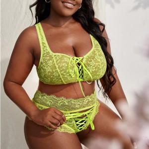 レースアップフロントレースランジェリーセットレーストリムパンティー