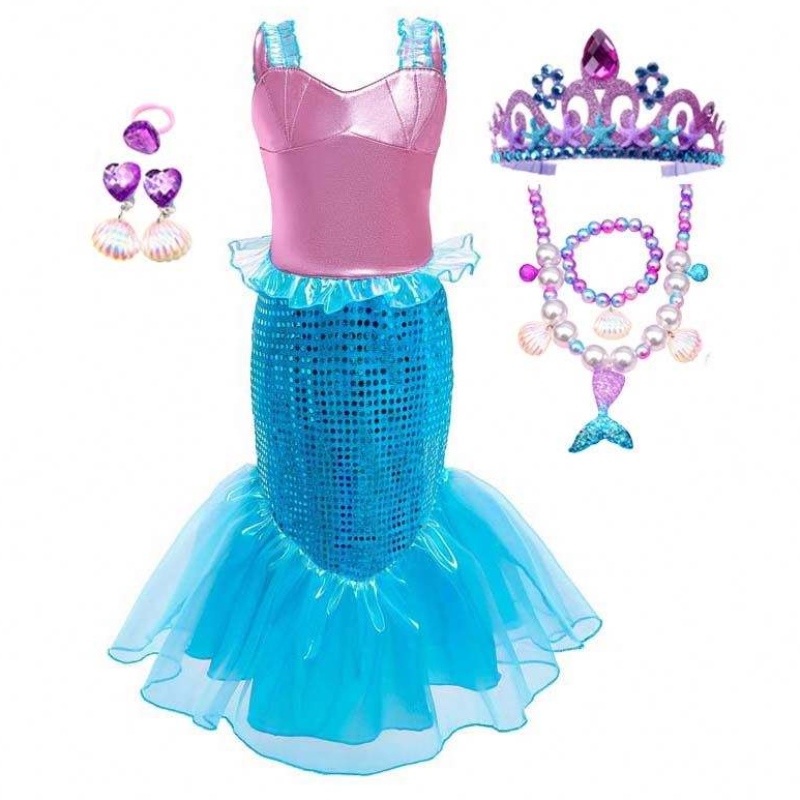 バースデーパーティークリスマスドレスアップ2〜10歳の子供たちプリンセスコスプレガールアリエルマーメイドコスチュームhcmm-001
