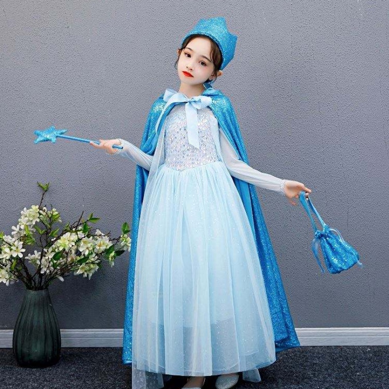 Baige Girl Sopecined Cape Snow Queen Elsa Anna Costume Halloween Christmas Party for GirlsBX211