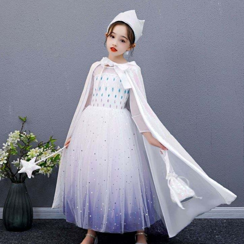 Baige Girl Sopecined Cape Snow Queen Elsa Anna Costume Halloween Christmas Party for GirlsBX211