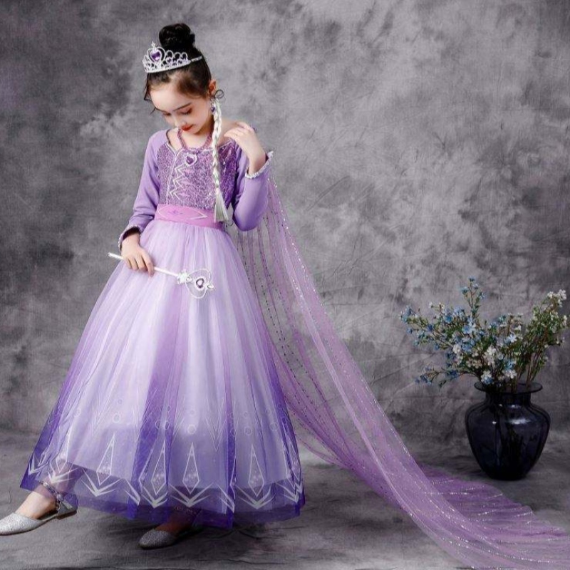 Baige New Elsa Costume 2 Girls Princess Dresses Snow Queen Birthday Fancy Party Cosplay Long Sleeve Outfit