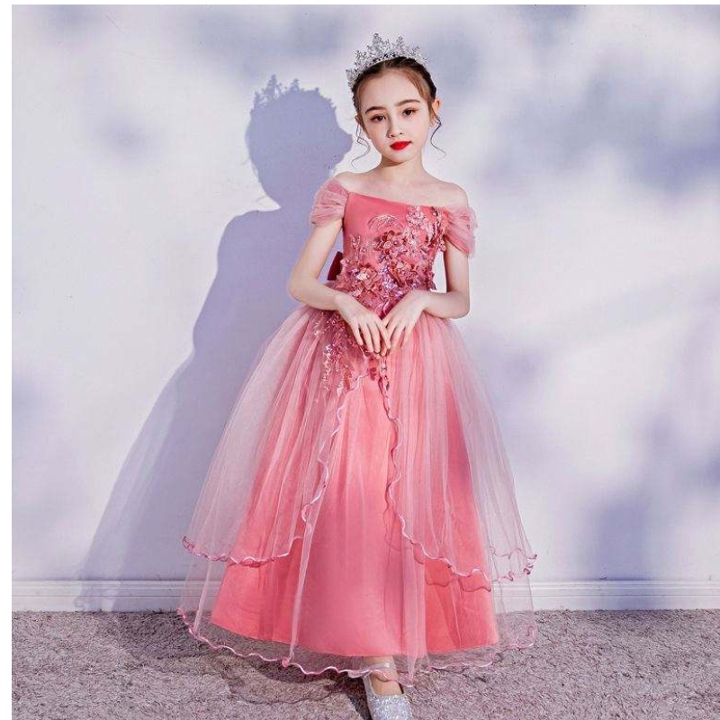 高品質のベビーフロックデザインブティックガール\\ 's Grown Dress Western Style for Kids Evening Party Girl Dress LP-213