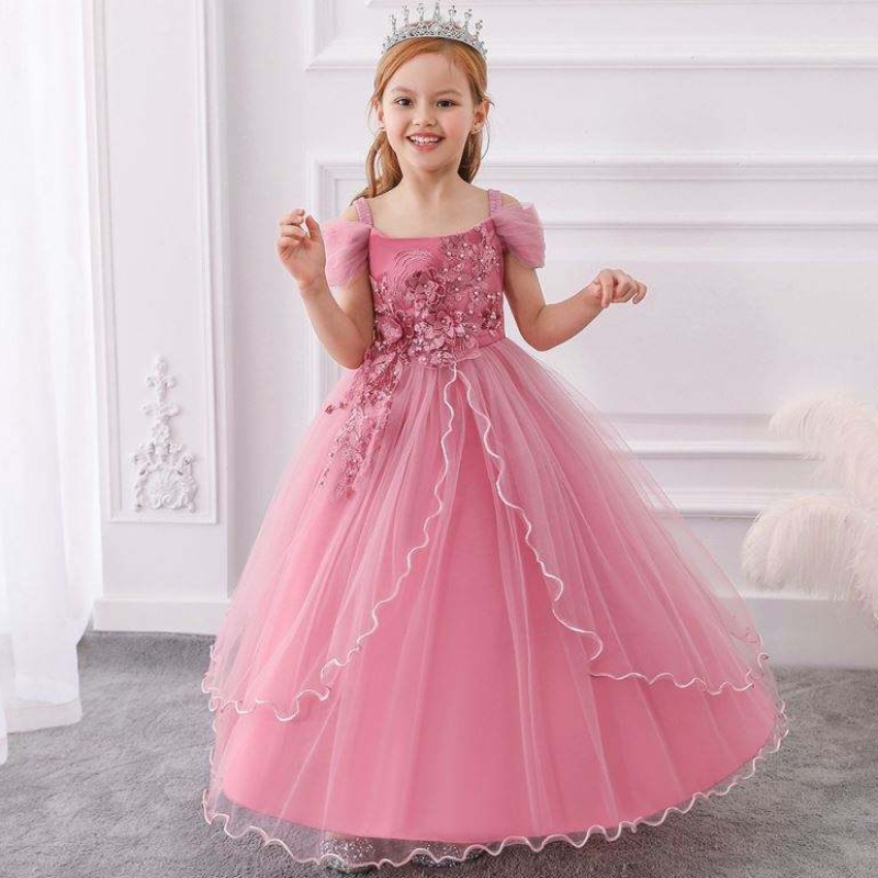 高品質のベビーフロックデザインブティックガール\\ 's Grown Dress Western Style for Kids Evening Party Girl Dress LP-213