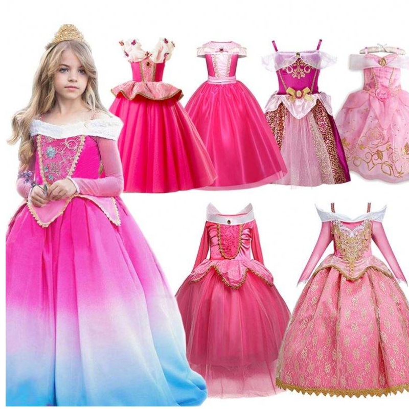 女の子の派手なデラックス眠れる眠れる森の美女ハロウィーンプリンセスコスチュームパーティーオーロラドレスアップキッズレッドレイヤークリスマスページェントボールガウン