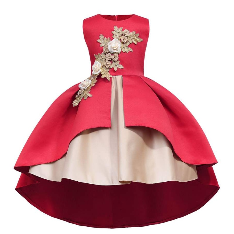 卸売りのないプリンセスドレスボウレースプリンセスケーキ子供の子供用フラワーガールドレス