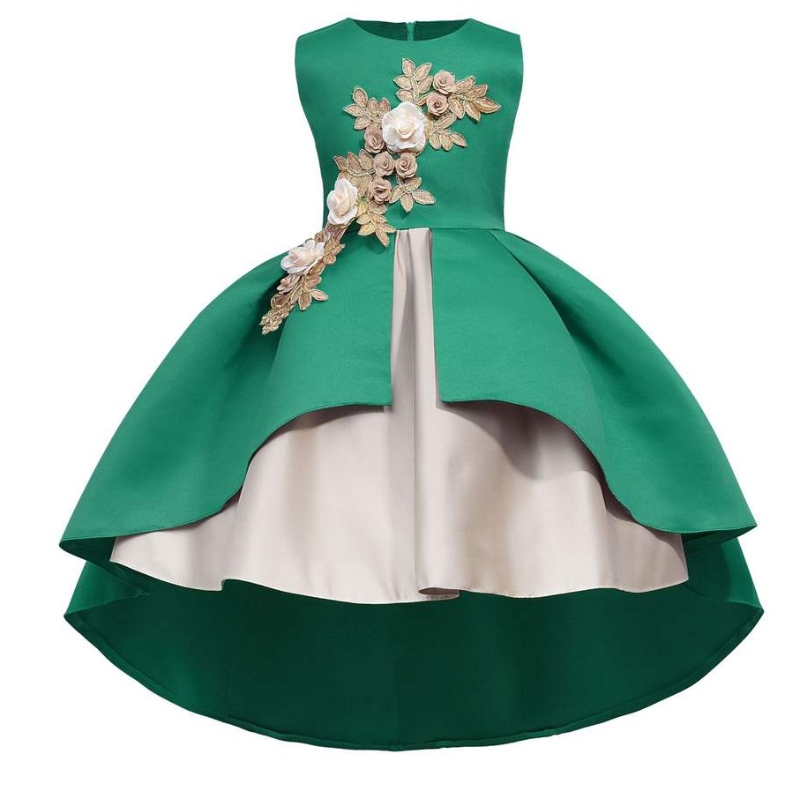 卸売りのないプリンセスドレスボウレースプリンセスケーキ子供の子供用フラワーガールドレス
