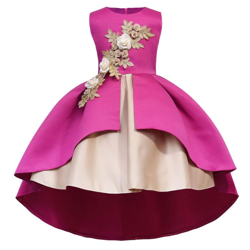 卸売りのないプリンセスドレスボウレースプリンセスケーキ子供の子供用フラワーガールドレス