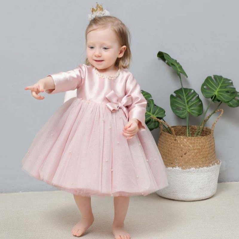 Baige New Baby1歳のドレスプリンセスドレスベイビー100日間の大きな弓の肥厚した子供\\のドレスdz008