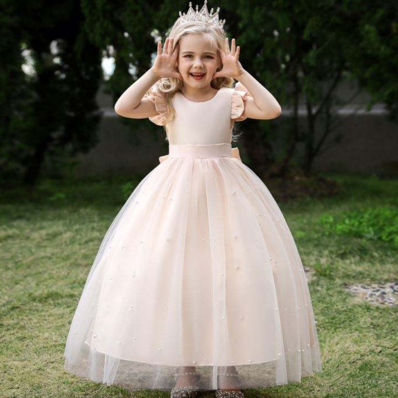 4〜14年のフラワーレースドレスガールズ服プリンセスパーティーページェントロングガウンキッズドレス女の子の結婚式の夜の服