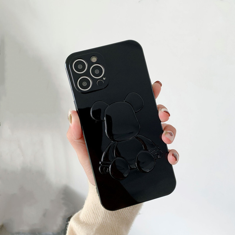 新製品はApple iPhone13Proレザーベアソリッドカラー携帯電話ケースに適しています、レンズアップグレードスクラッチに対する完全な保護、衝突防止保護カバー