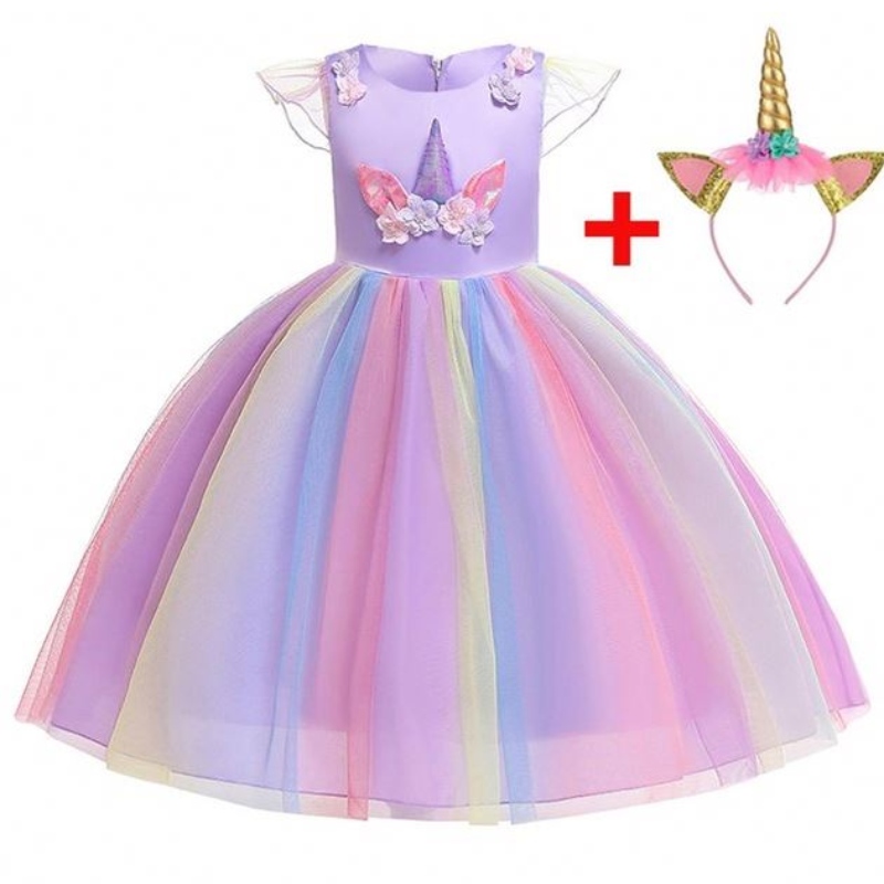 女の子のためのユニコーンドレスユニコーンコスチュームレインボーチュチュドレス誕生日パーティー衣装ヘッドバンド