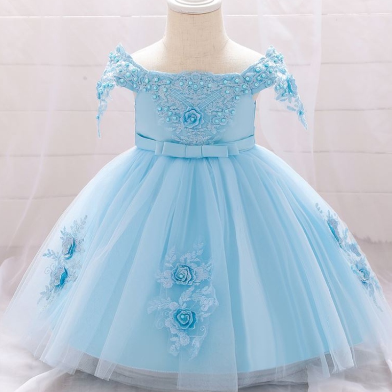 Baige Off -Shoulde Flower Girlドレス0〜2歳の新生児の女の子のパーティードレスl5057xz