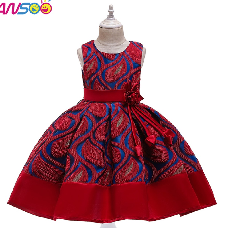 Ansoo Summer Flower Kids Lace Dress Four Colors Bady Girl Party Tutu Dress WeddingPrincess Dress