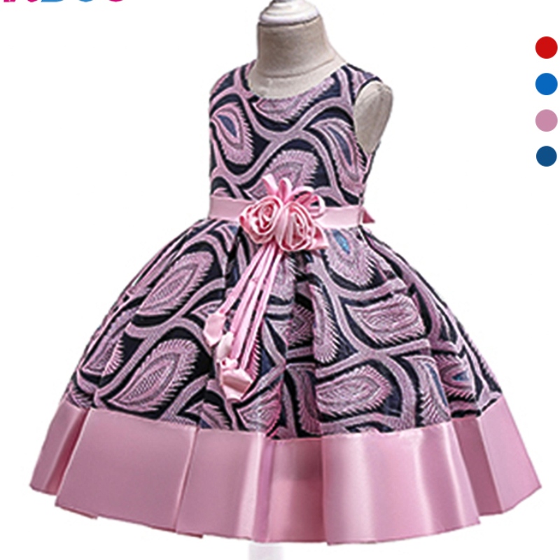 Ansoo Summer Flower Kids Lace Dress Four Colors Bady Girl Party Tutu Dress WeddingPrincess Dress