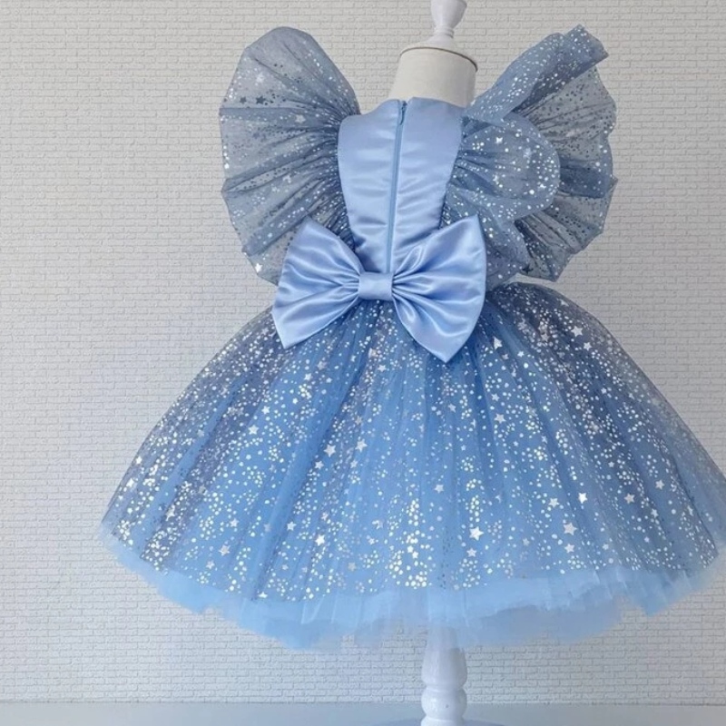 女の子のための赤ちゃんの1歳の誕生日ドレスふ​​わふわキッズプリンセスパーティーガウン弓エレガントな結婚式の服
