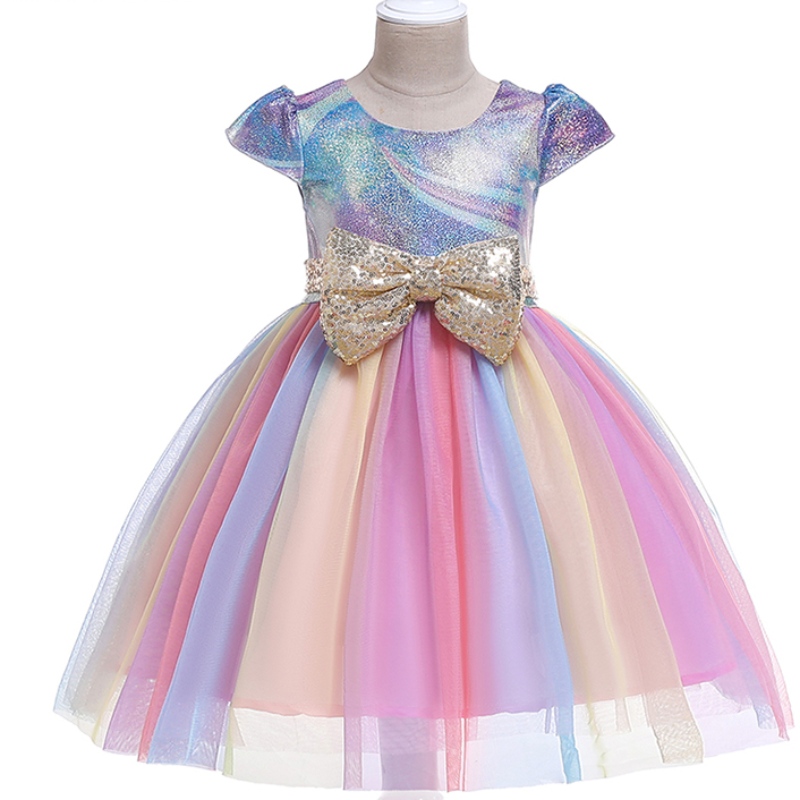 ansoo oa oem odm hot selling selling selling unicorn rainbow bady bildergdressesコットンガールプリンセスパーティードレス1〜6年の女の子のドレス