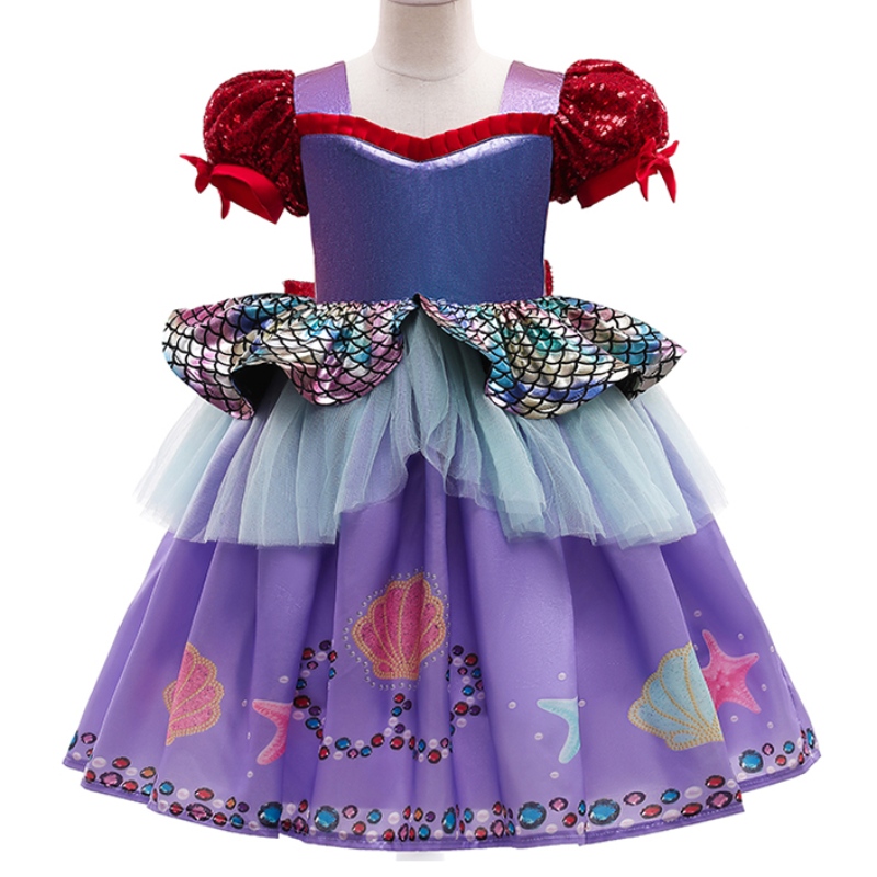 Ansoo Amzdreams 2022新しい工場の子供たちの誕生日の服プリンセスマーメイドガールパープルチュチュドレスヘッドバンドマーメイドドレス