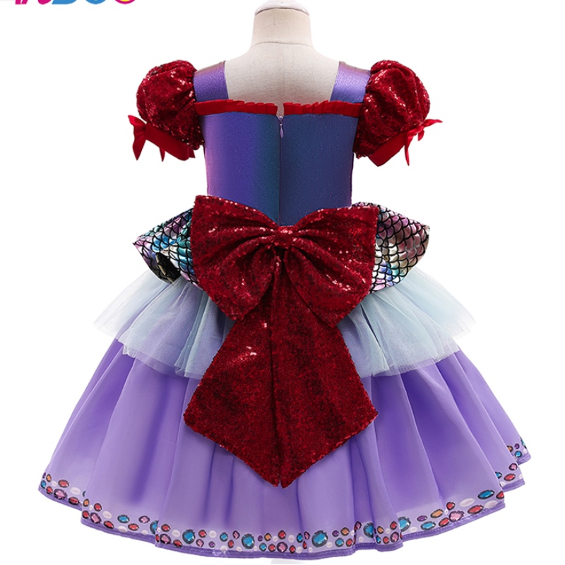 Ansoo Amzdreams 2022新しい工場の子供たちの誕生日の服プリンセスマーメイドガールパープルチュチュドレスヘッドバンドマーメイドドレス