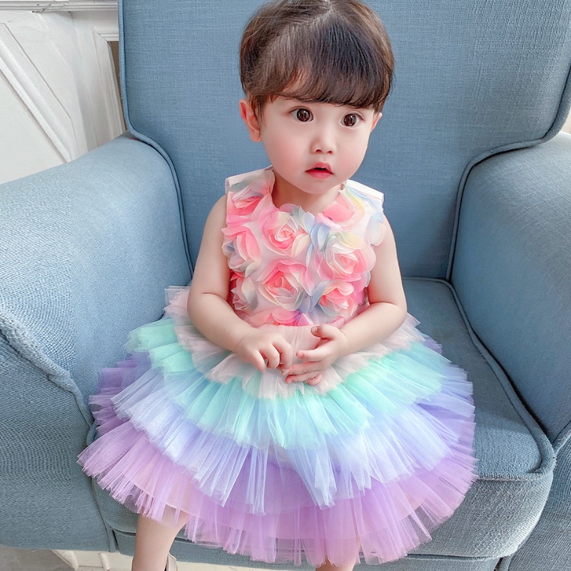 女の女の子のプリンセスドレス洗礼服のドレスキッズパーティードレスチュチュレースガウン