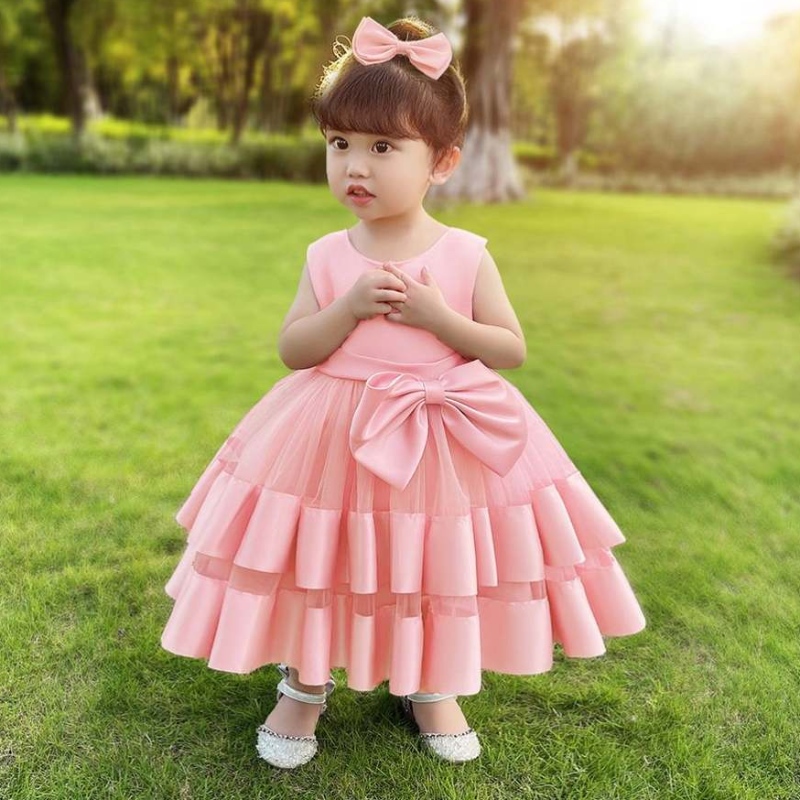 Baige New Children \\ 's Bowknot DressesBaby Stretch Net Princess素敵な女の子の誕生日パーティードレス