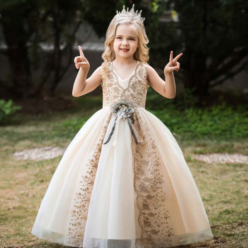 女の子のためのイブニングドレスフラワーガールドレス白い結婚式