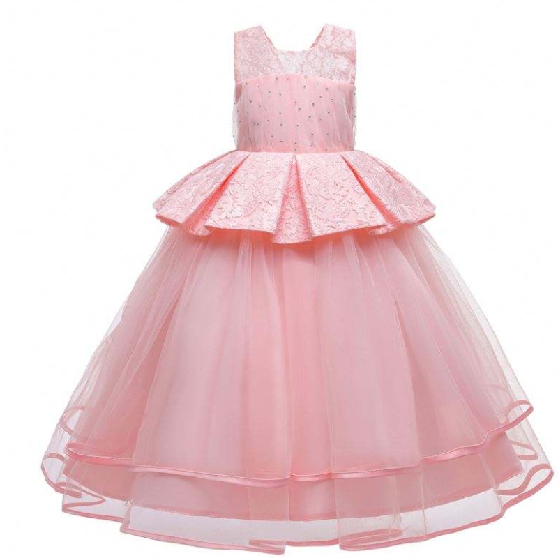 Baige Elegant Kids Long Dress Girls Children Prom Long Frock Dresses Luxurious Gowns LP-275