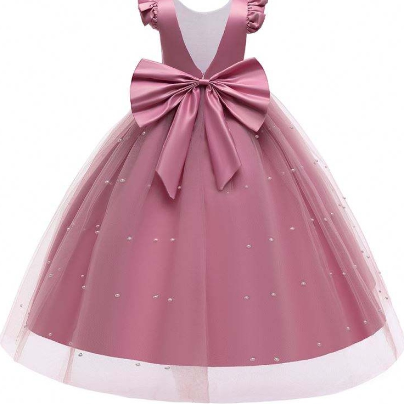 Baige Wholesale Beading Long Bridesmaid Dress Kids Party Wear Dinging Party Children Clothes